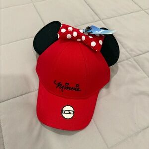 Disney Minnie Mouse Red Hat with Polka Dot Bow